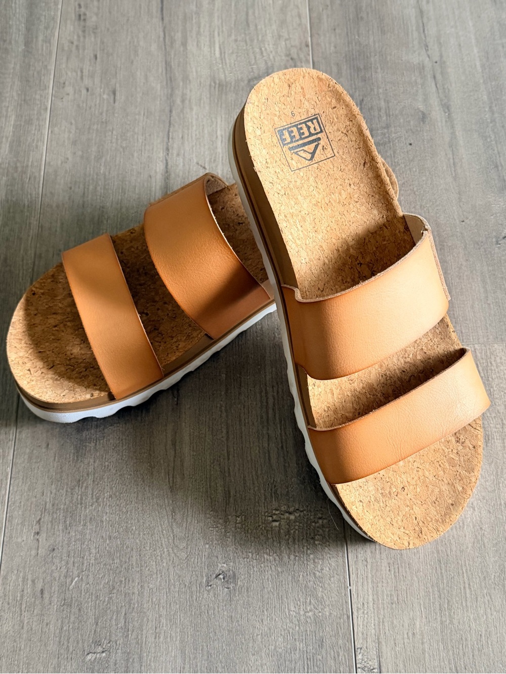 Reef Double-Strap Cork Slide Sandals